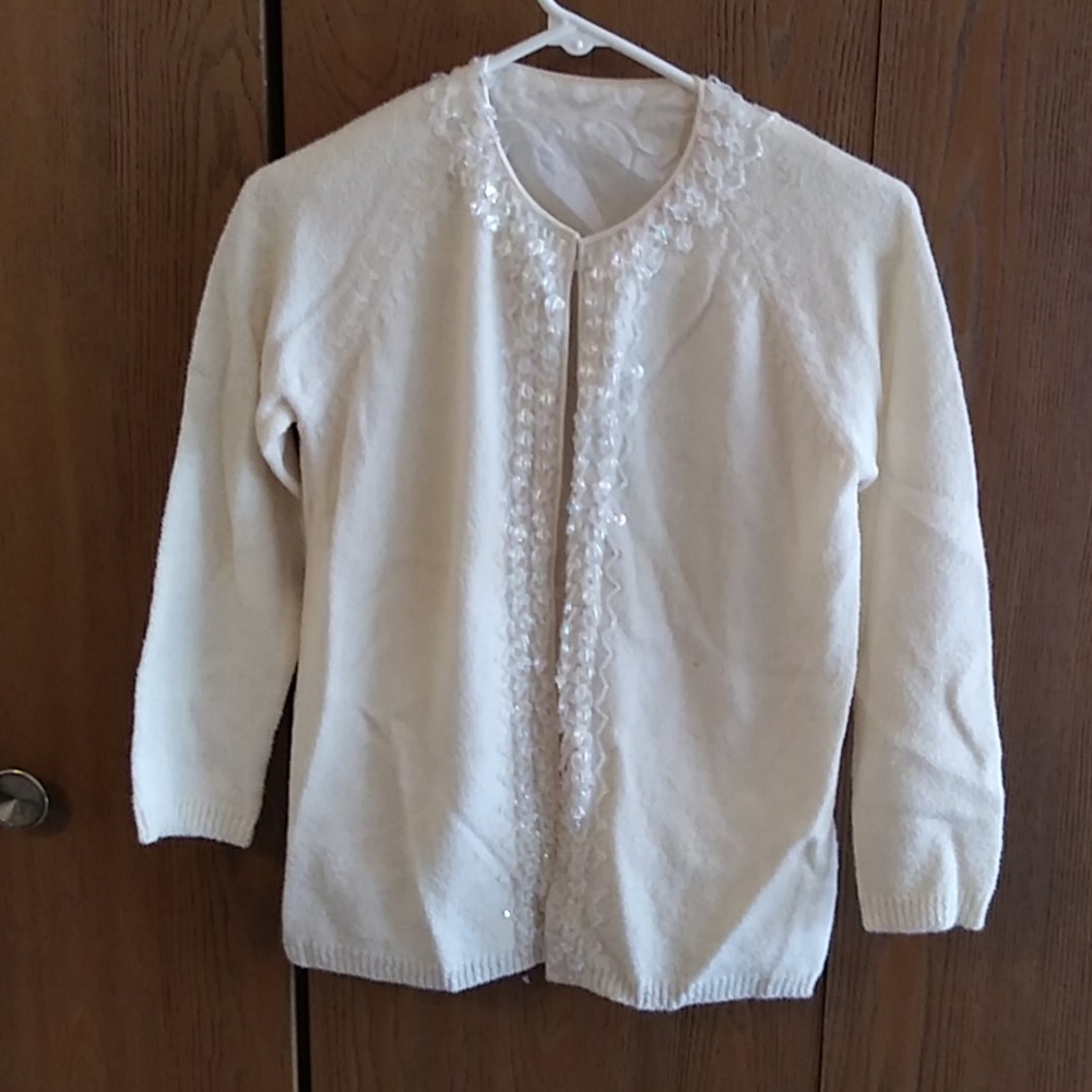Special Occasion Cream Colored Sequin Sweater
